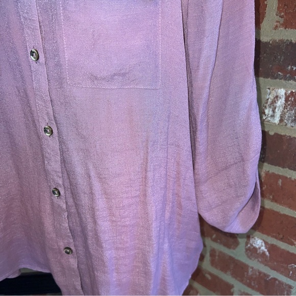 HARVE BERNARD Mauve Rayon 3/4 Sleeve Button up Shirt-XL - Picture 3 of 13